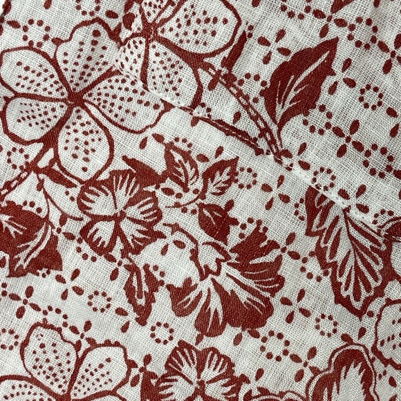 Garnet Hill Floral Button Up Top Women’s Size 0 European Flax Linen Long Sleeve - Picture 3 of 8